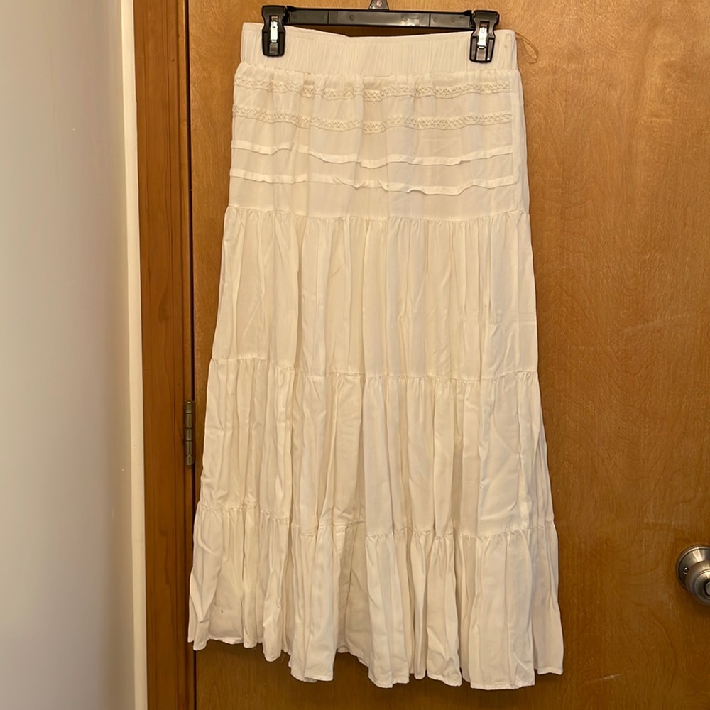 Boho long white skirt
